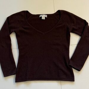 Trina Turk Soft Brown Scoop Neck 100% Cashmere Sweater